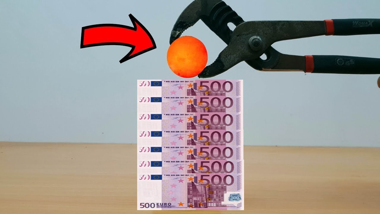 EXPERIMENT Glowing 1000 Degree METAL BALL VS 500 Euro Napkins!