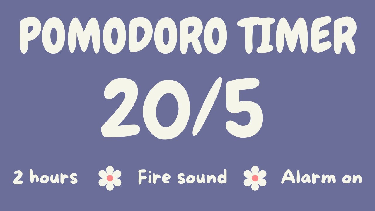 Can't focus? Watch this! 20/5 Pomodoro Timer + Forest Bonefire 💜I 2 hours I Alarm On🌼Study With Me
