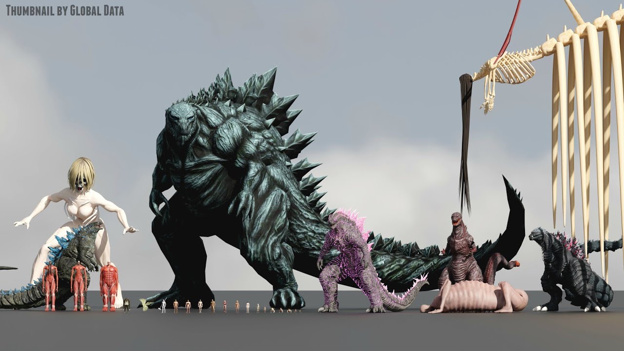 Attack on Titan vs Godzilla Size comparison 3D