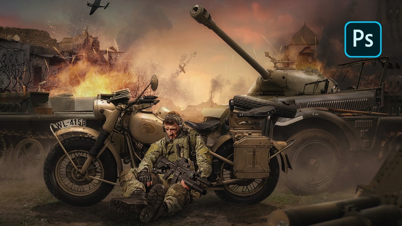 Photoshop tutorial - Make World War situation | photoshop manipulation ( FREE PSD file download )