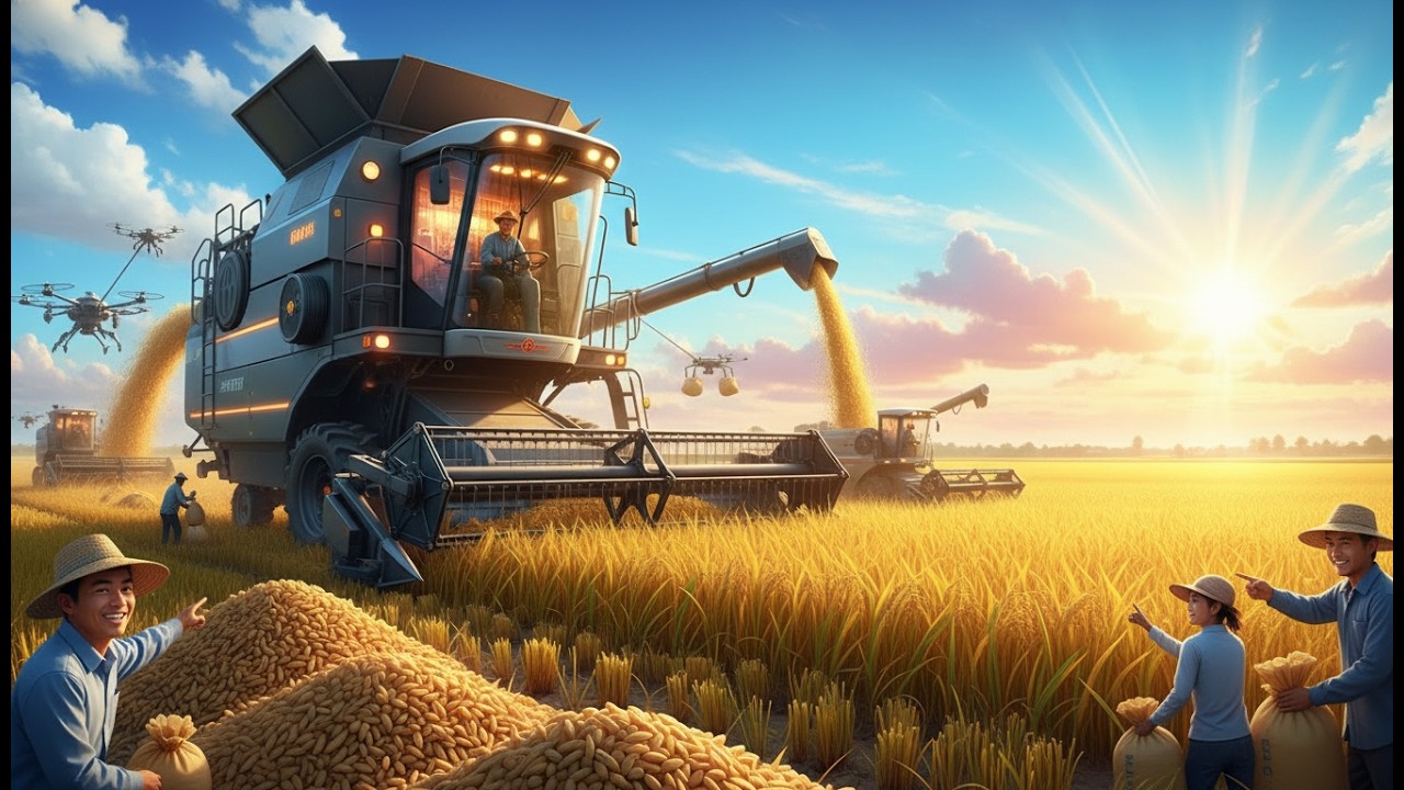 Inside Modern Rice Harvesting – A Day of High-Speed Farming Machines