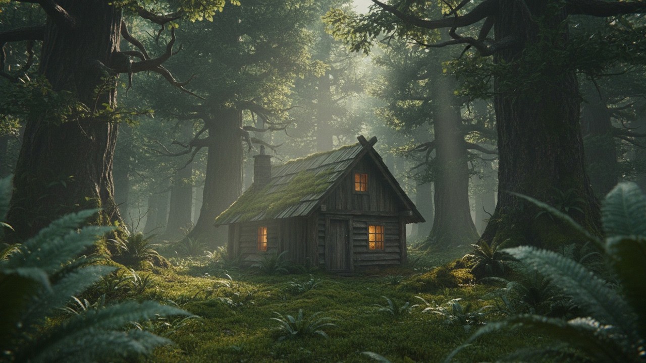 Cozy Cabin in the Woods Deep Sleep Music | 1 Hour of Hand Pan & Soft Ambient