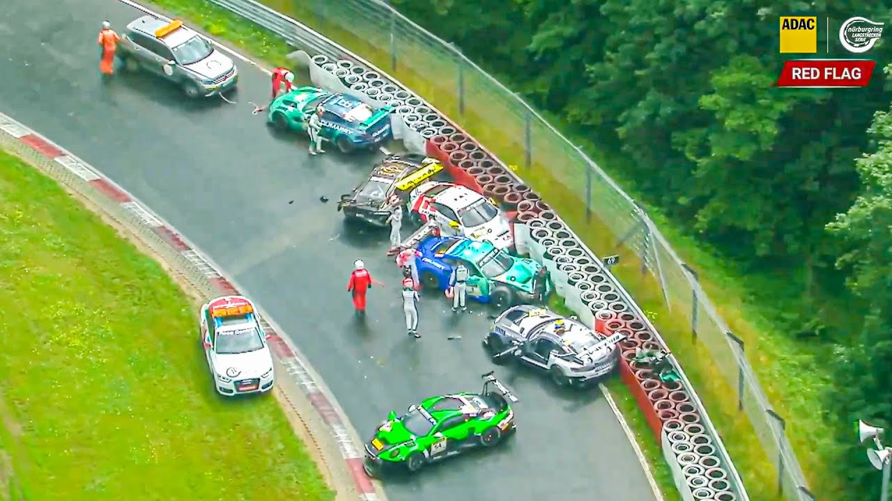 N&uuml;rburgring MEGA CRASH & RAIN CHAOS! NLS Race 4 - ROWE 6 Hour Race 2024