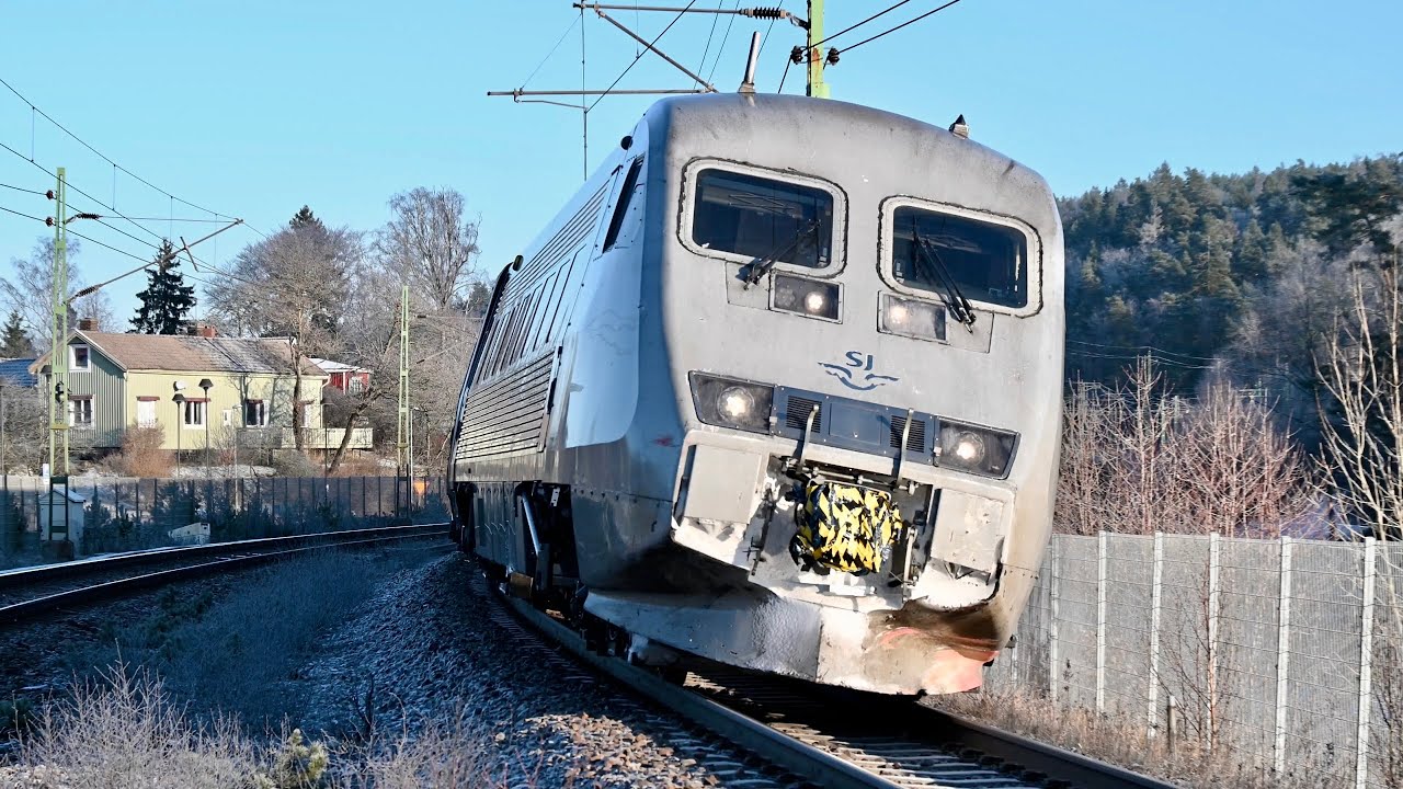 Tåg i Norsesund Januari 2024