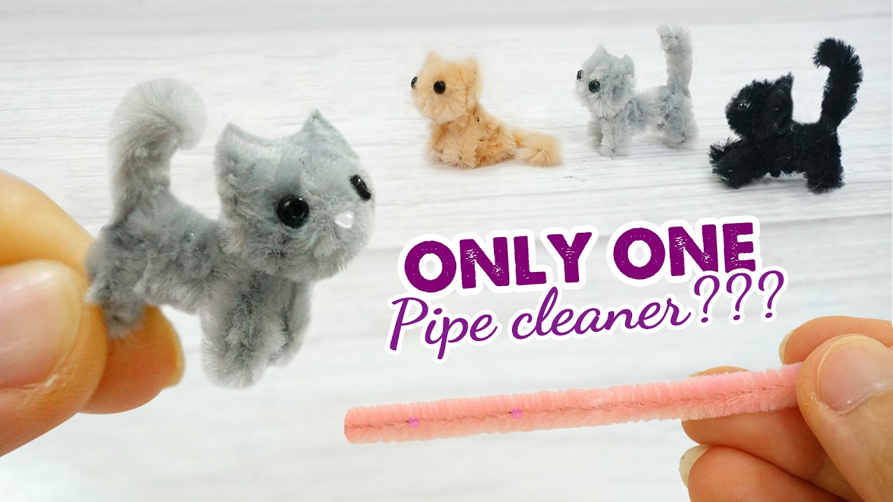 Cute Tiny Kitten from ONE pipe cleaner | One Pipe Cleaner Craft | How to make a pipe cleaner cat