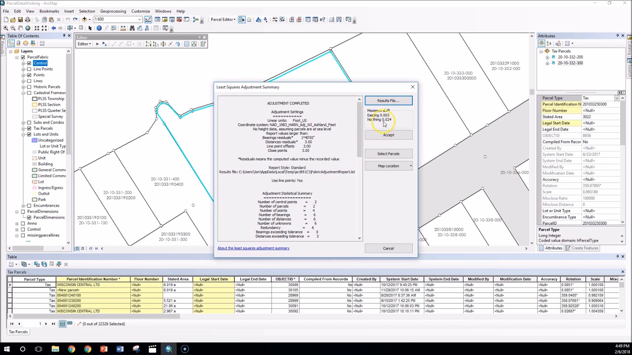 ArcGIS Parcel Fabric Editing #18- Least Squares Adjustments
