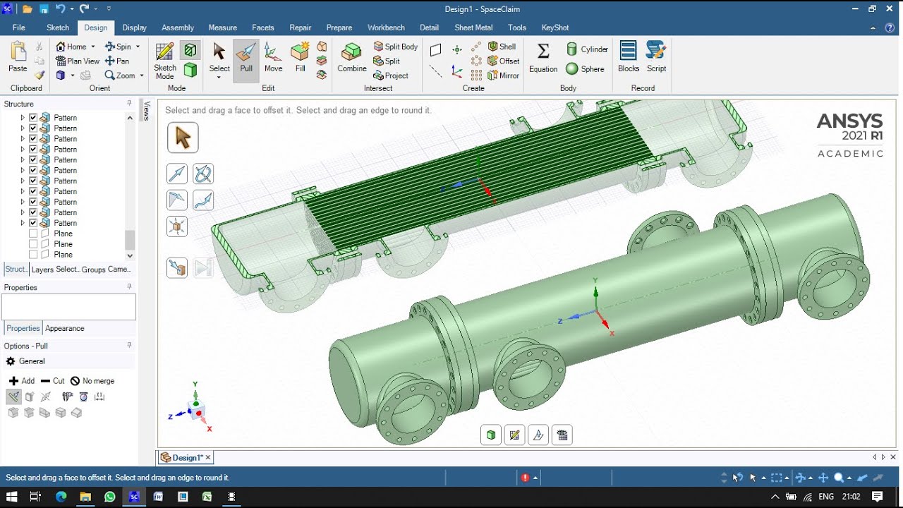 Ansys Space claim Shell and Tube Heat Exchanger