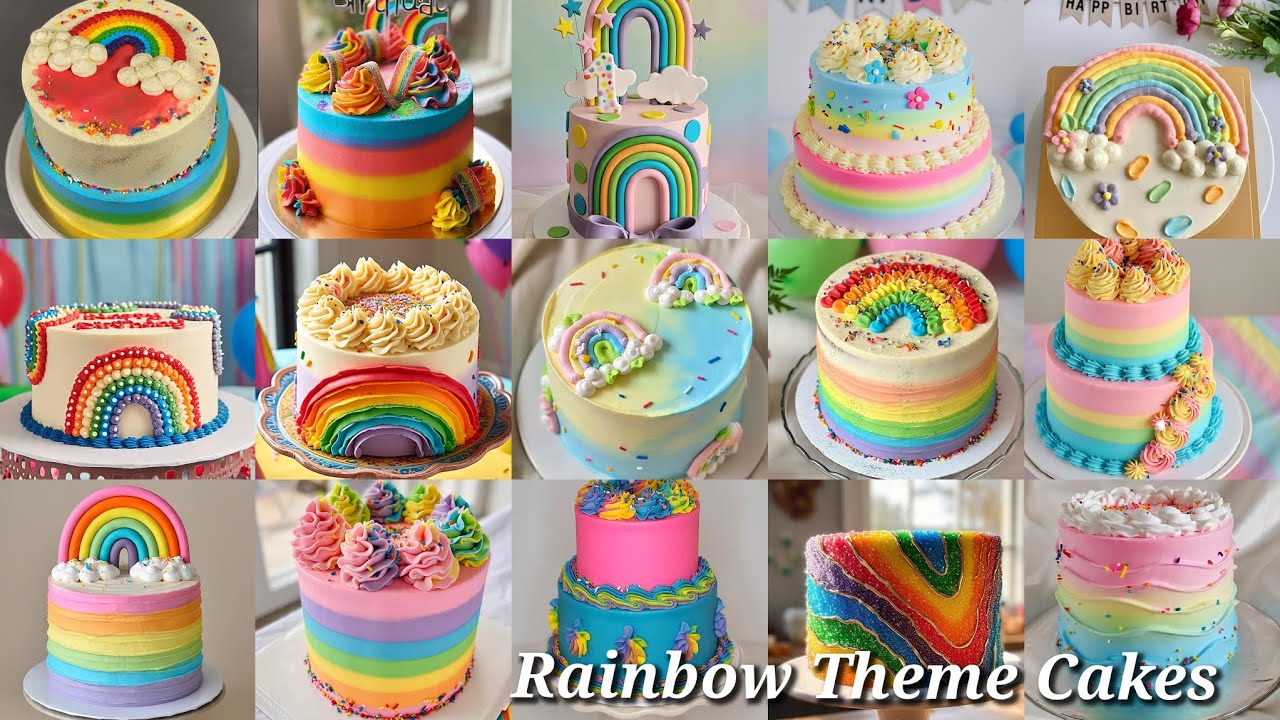 Rainbow Theme Cakes Ideas/Colourful Birthday Cake Designs/Trending 2025 Birthday Cake Images #cakes