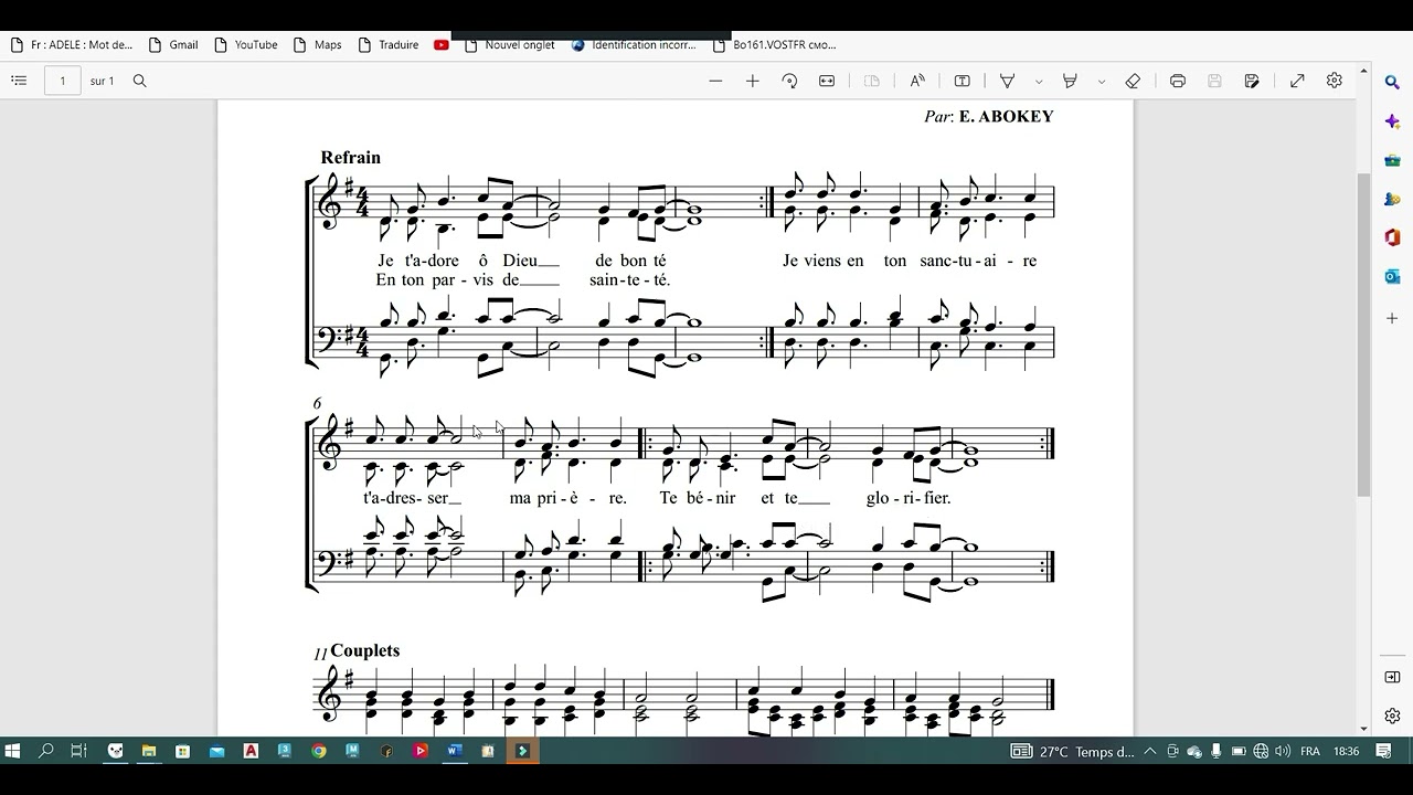 JE T'ADORE Ô DIEU DE BONTE DE EUGÈNE ABOKEY