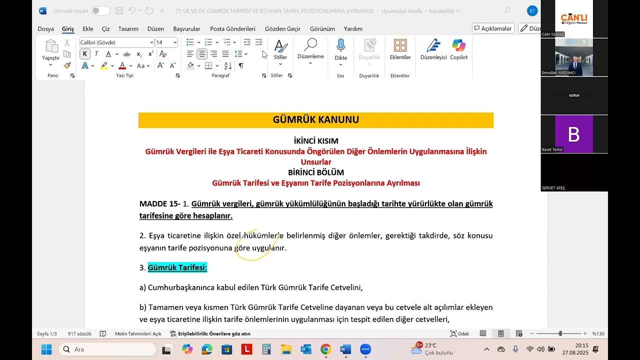 Baset TEMİZ Hocamızla 2025 Yılı Güncel Kıymet Etüt Dersi- 1 . Kısım