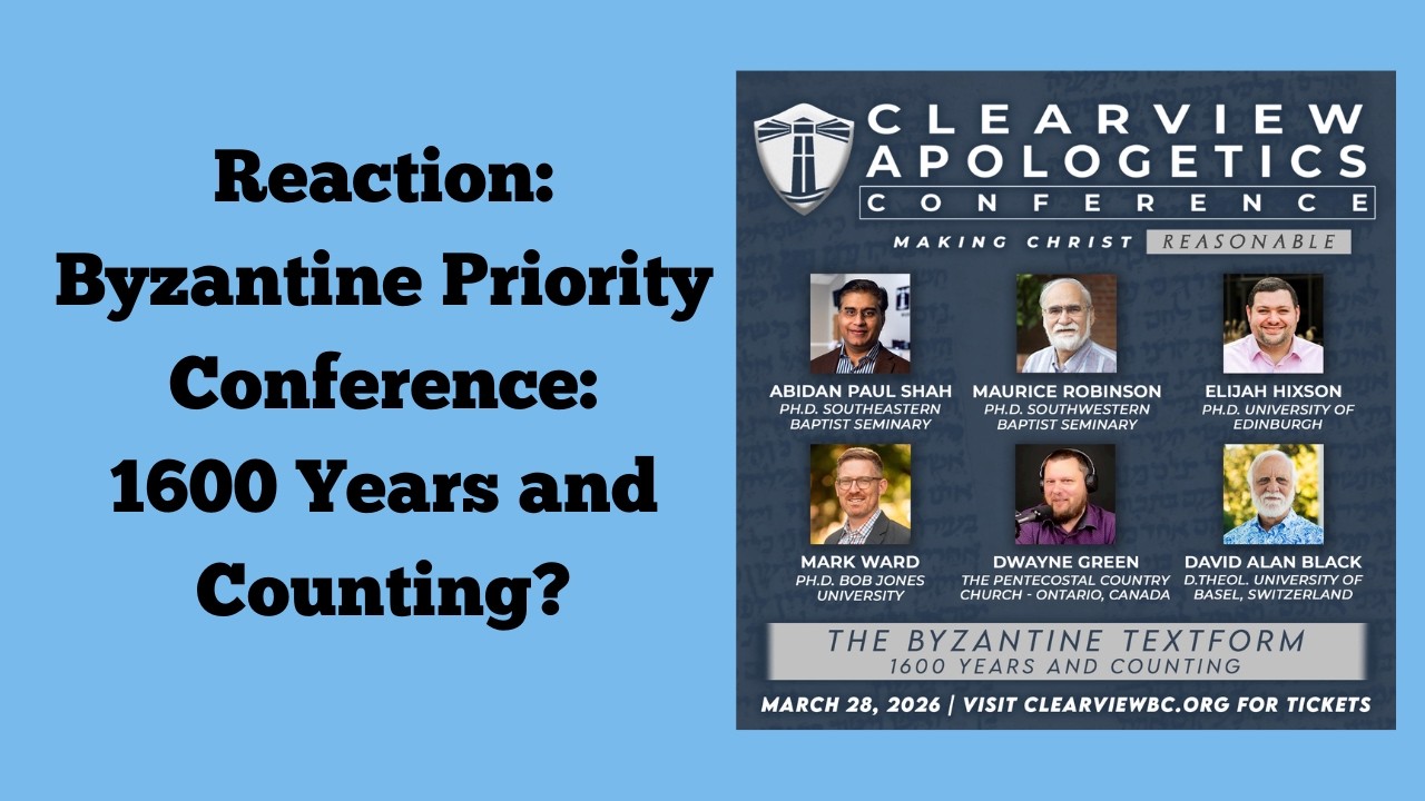 REACTION: Byzantine Priority Conference: 1600 YEARS and COUNTING?