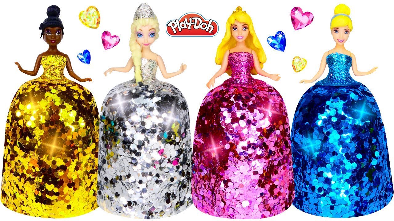 DIY Making Play Doh Super Sparkle Dresses for Disney Princesses