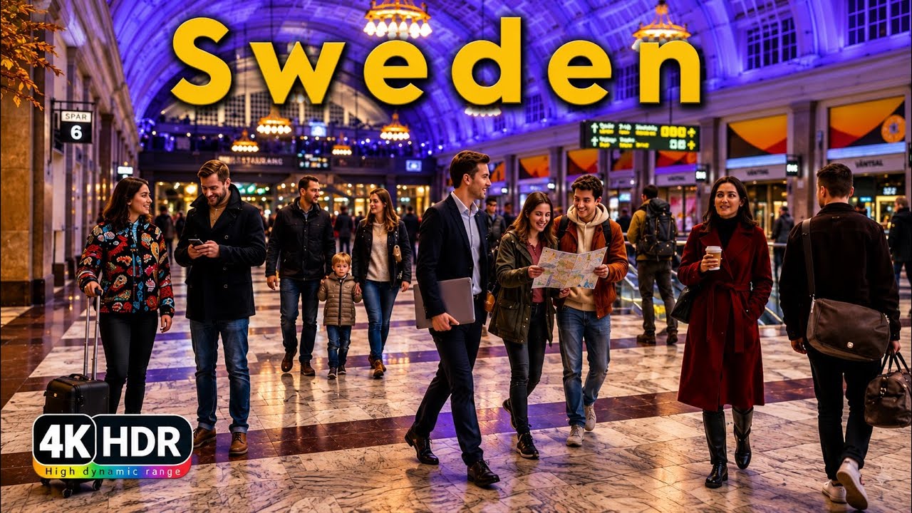 Night Walk in Stockholm 🌙 | Drottninggatan – Kungsgatan – Vasagatan – Central Station | 4K HDR