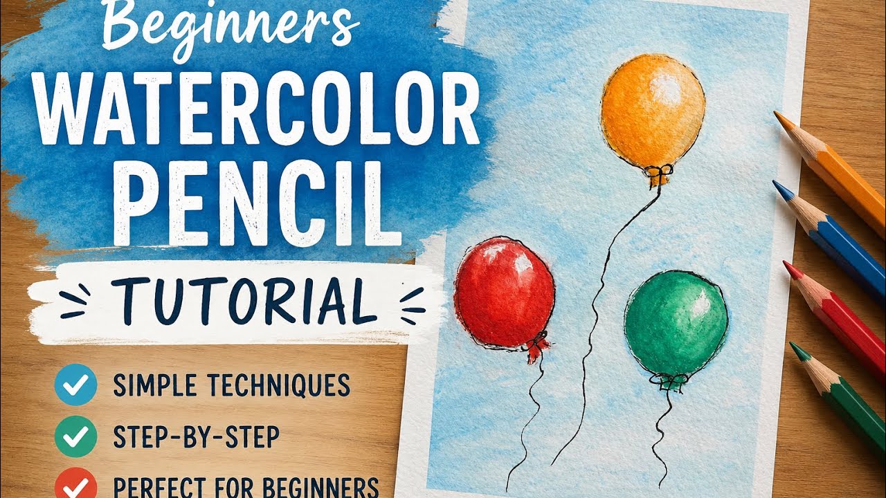        How to Paint Simple Watercolor Pencil Balloons (Perfect for Beginners!)