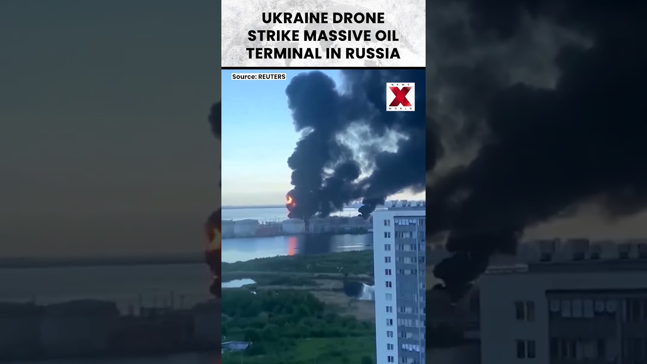 Ukraine Drone Strike Triggers Massive Oil Terminal Fire In Russia's St Petersburg | NewsX World