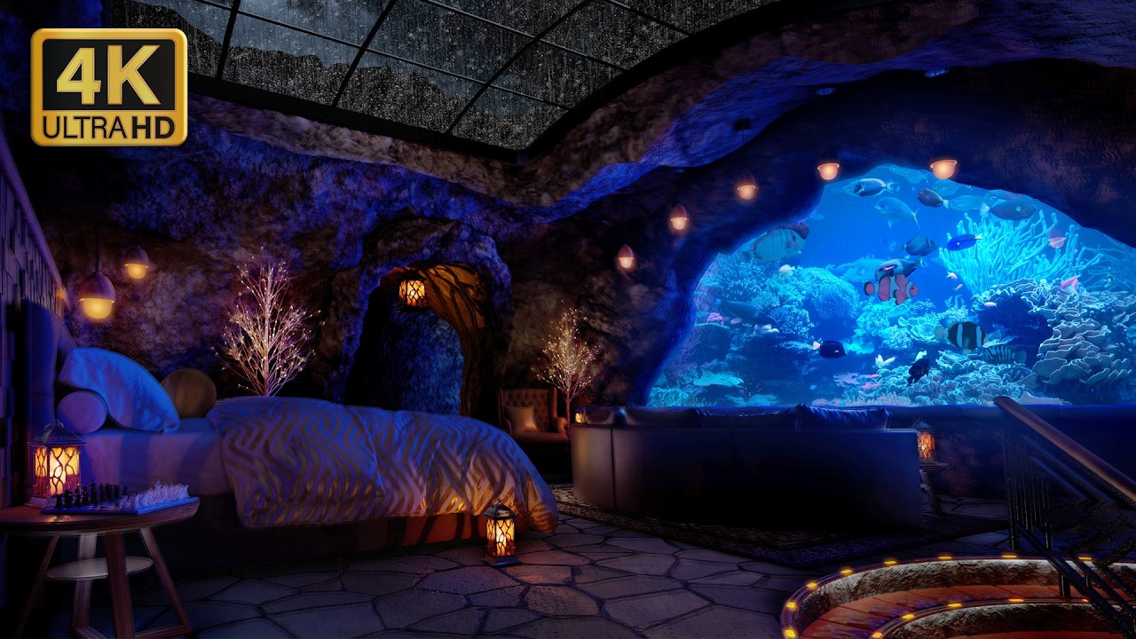Aquarium Cave During Rainstorm Ambience