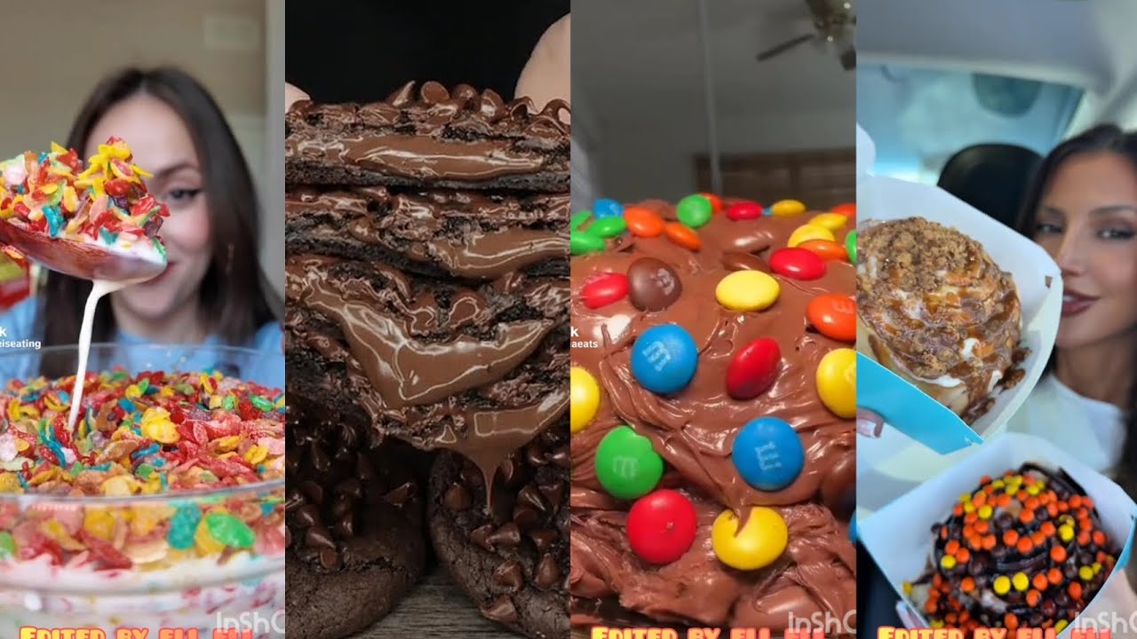 VIRAL DESSERTS TIKTOK MUKBANG COMPILATION DUBAI CHOCOLATE COOKIES CAKE DOUGH CINNABON  NUTELLA 