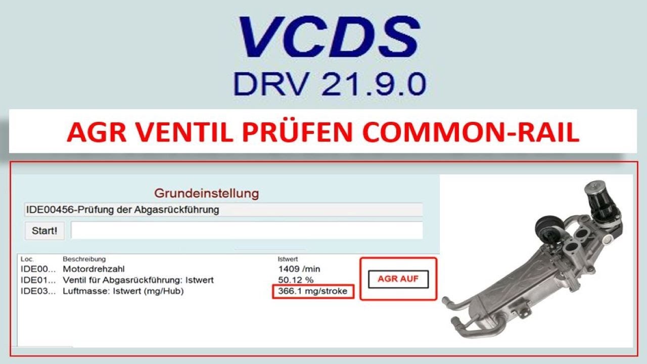 AGR Ventil AGR System Funktion prüfen | Abgasrückführung | Common-Rail | Audi VW MQB | VCDS Diagnose