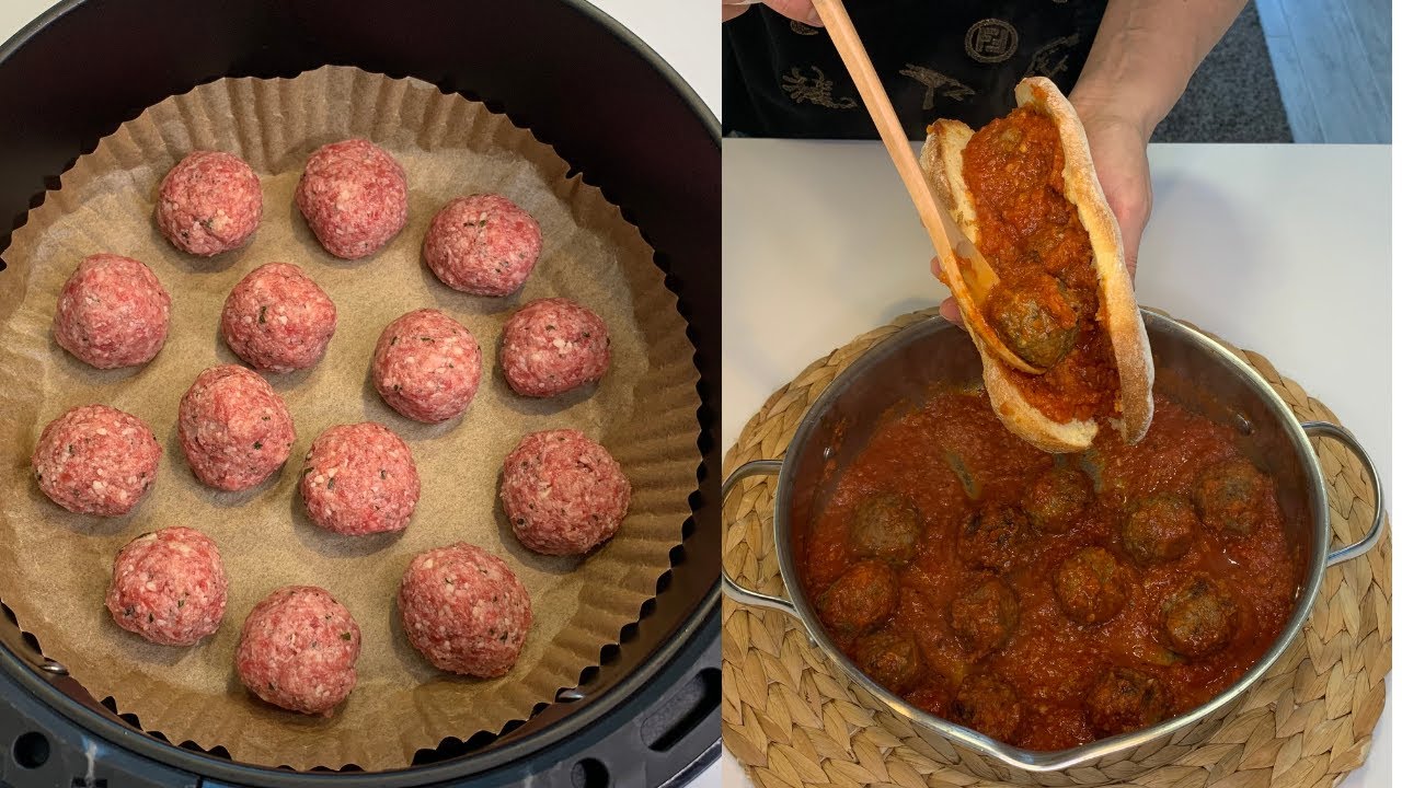 Аппетитные фрикадельки, приготовленные в аэрогриле, в сочной и вкусной булочке!