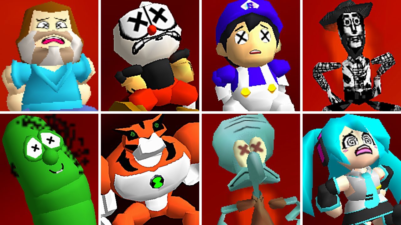 Lots More Famous Characters Burning in Lava - Super Mario 64 PC Port