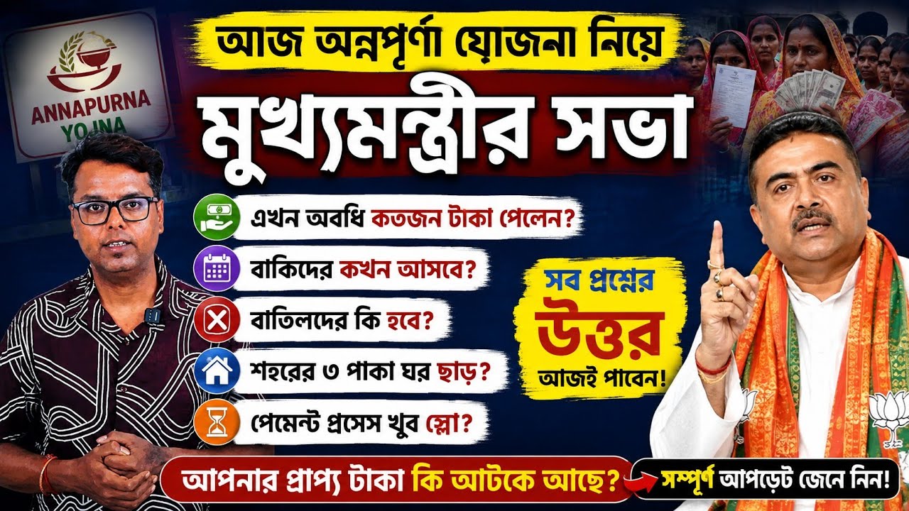 আজ অন্নপূর্ণা যোজনা মুখ্যমন্ত্রীর সভা: Annapurna Bhandar August Payment: Annapurna Yojana Payment 
