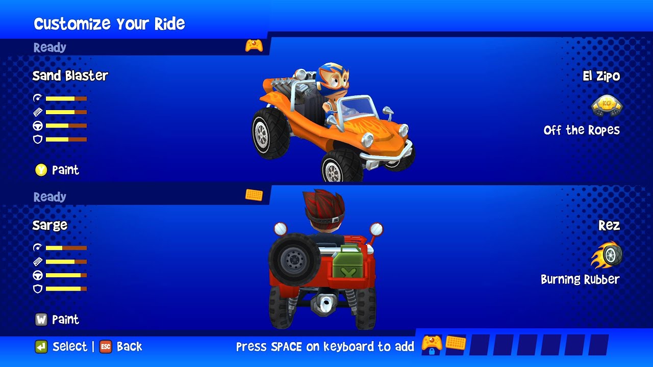 El Zipo ft Sand Blaster vs Rez - Beach Buggy Racing 2 PC