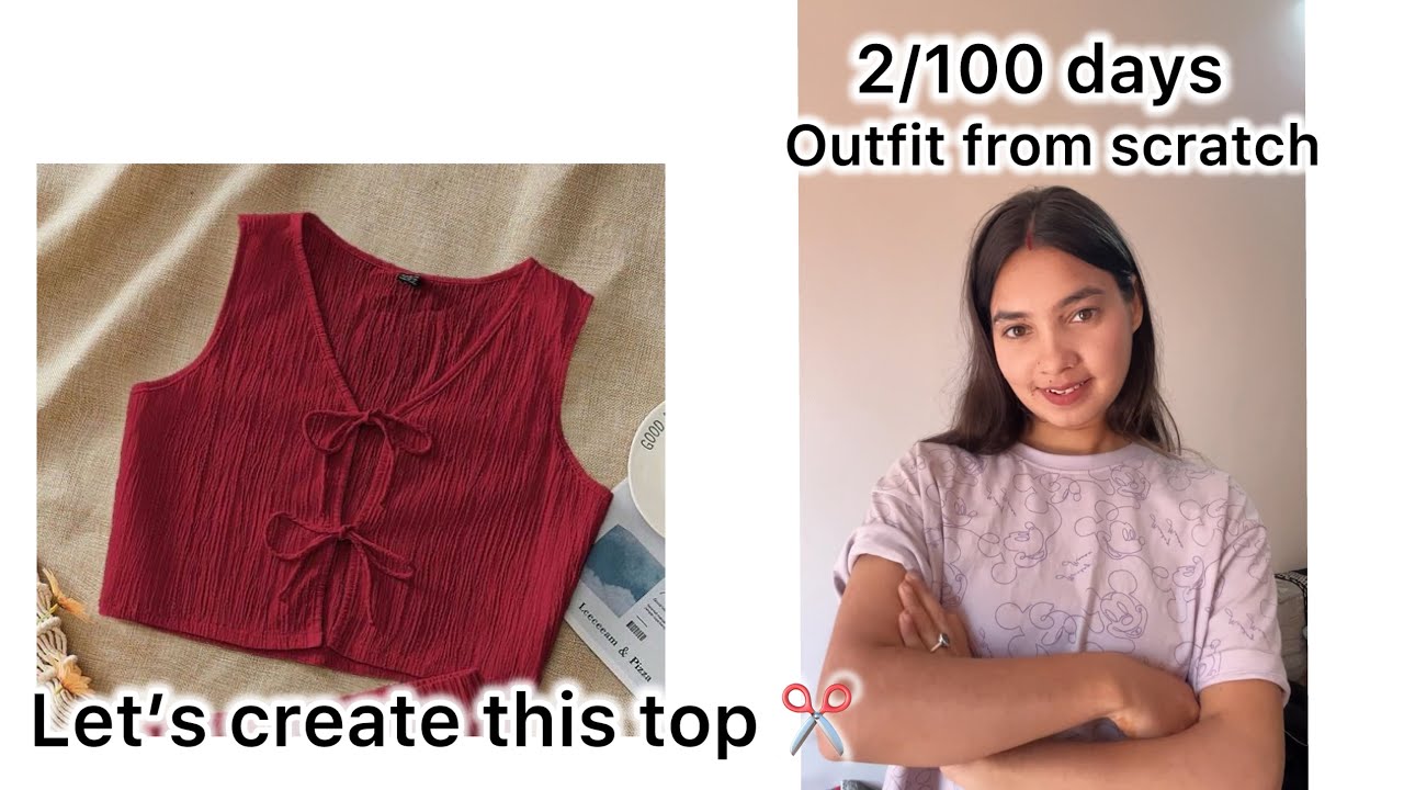 DIY Tie-Up Front Top | Pattern Making & Stitching 🧵2/100days outfitfromscratch (@Anjalidesigns008 )