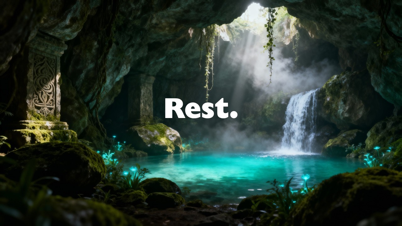 Sleep in a Hidden Grotto | 8 Hours of Gentle Waterfall Sounds