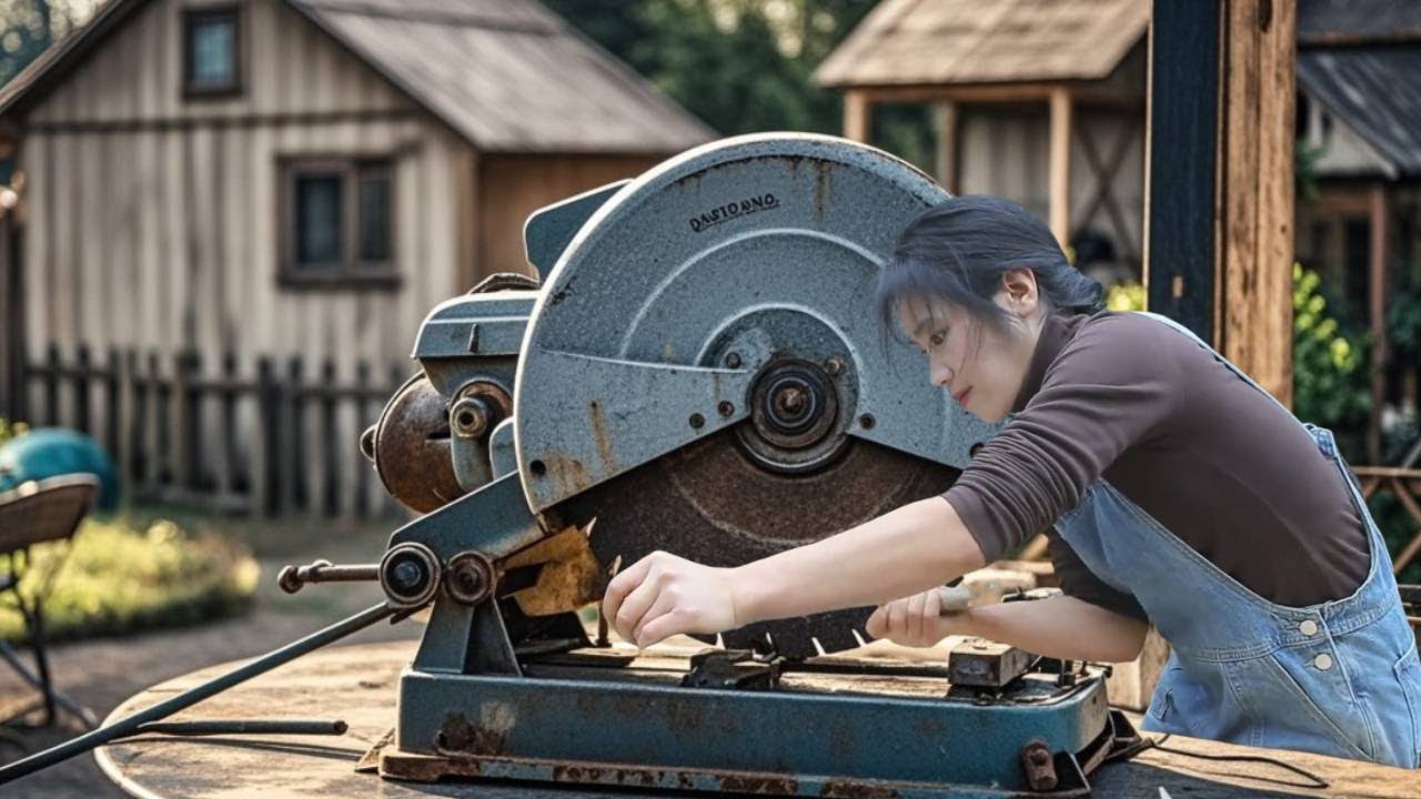 Talented girl refurbishes old cutting machine！#automobile #linguoer