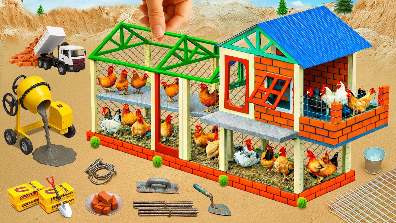 Science Project -Builds a 2-Story Brick and Cement Chicken Coop with Steel Mesh After a Tiger Attack