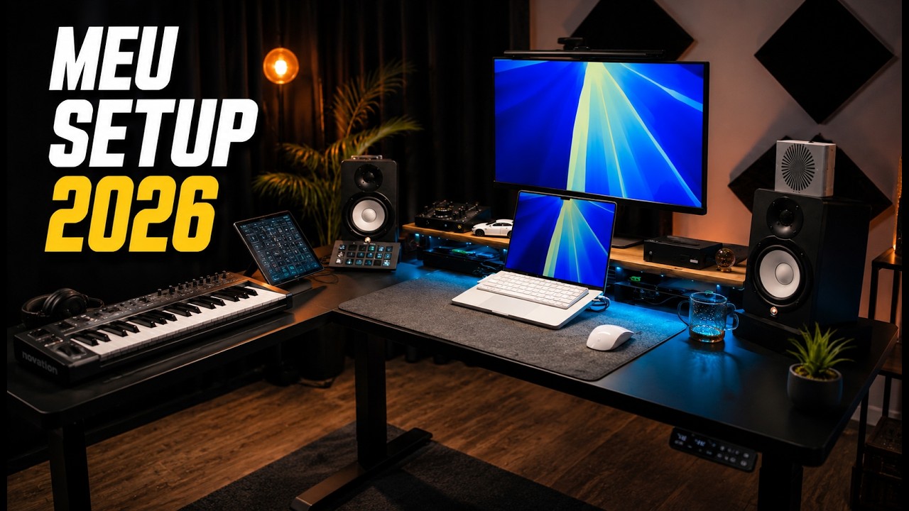 SETUP dos SONHOS para PRODUTIVIDADE 2026 | Tour COMPLETO do Meu Home Office com a SLIKDESK HIGH 90