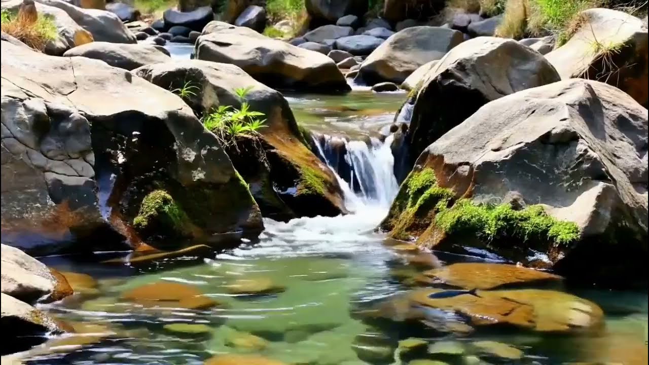 Relaxing River Sounds🌿Gentle Stream & Waterfall Ambience for Sleep, Study, meditation ,Stress Relief