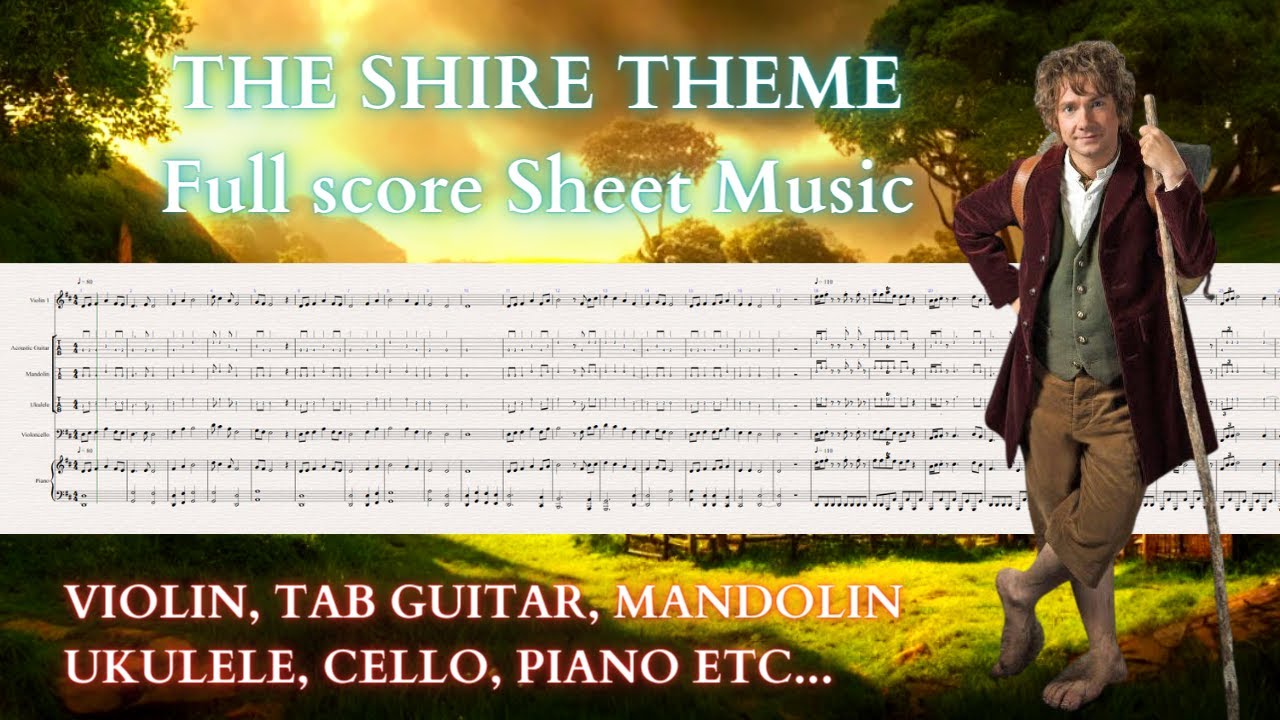 LORD OF THE RINGS THE SHIRE THEME - Easy PDF Sheet Music for Violin Guitar Ukulele Mandolin Piano...
