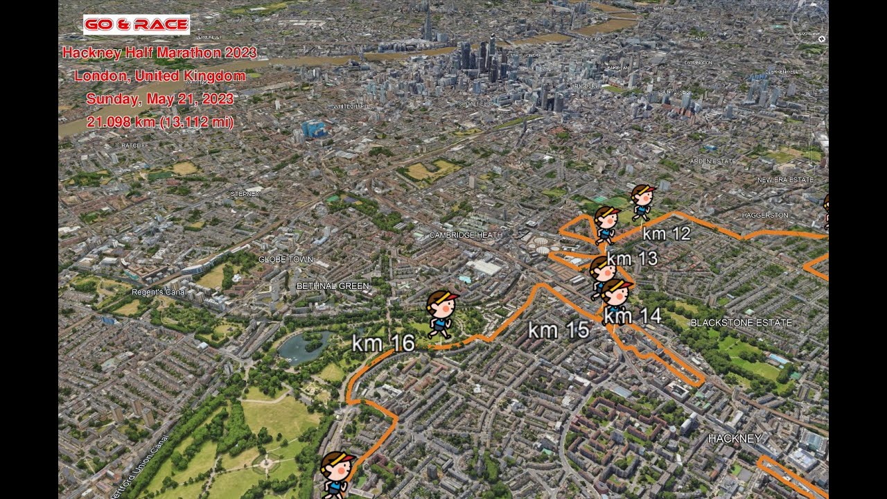 Hackney Half Marathon 2023: fly over the race path!
