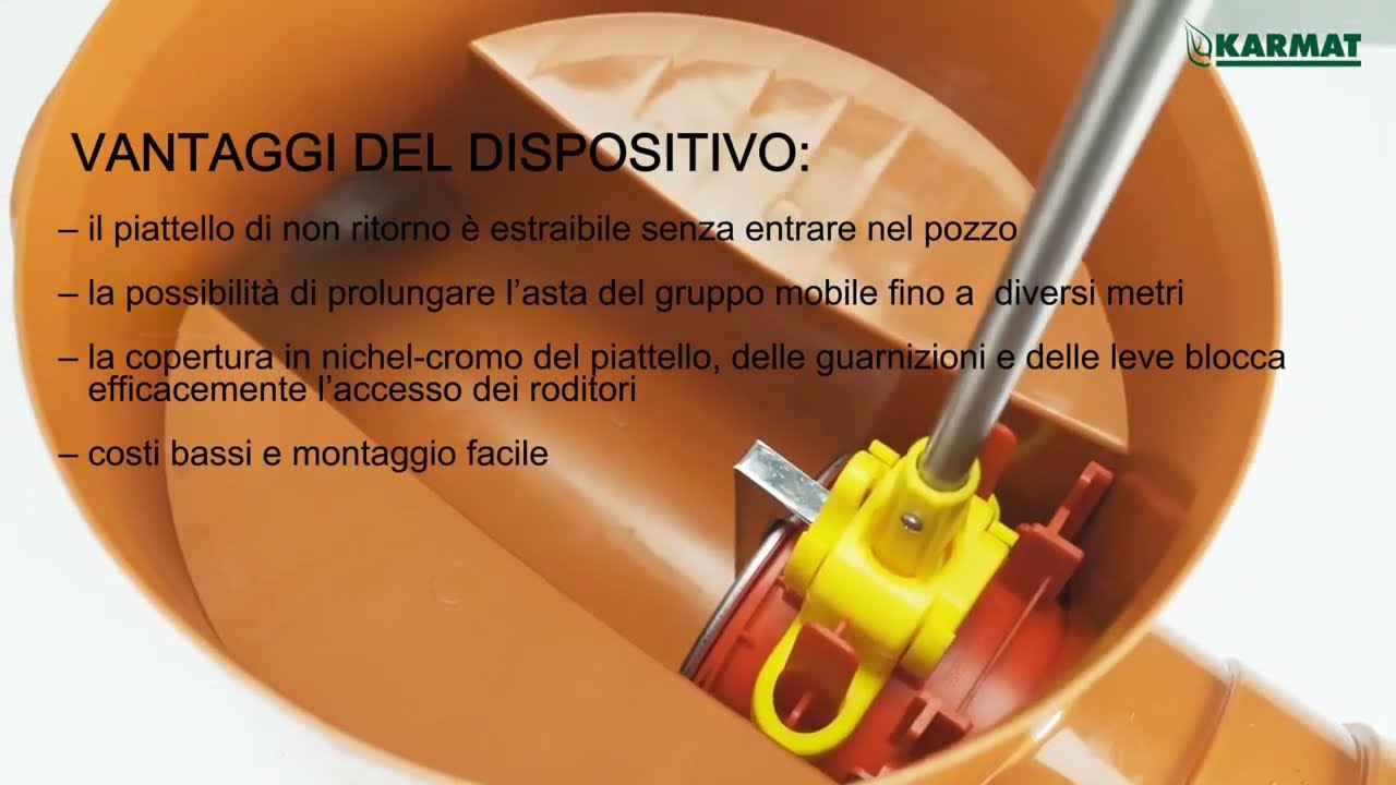 Valvola antiriflusso universale KARMAT per il montaggio in pozzetti di diversi produttori