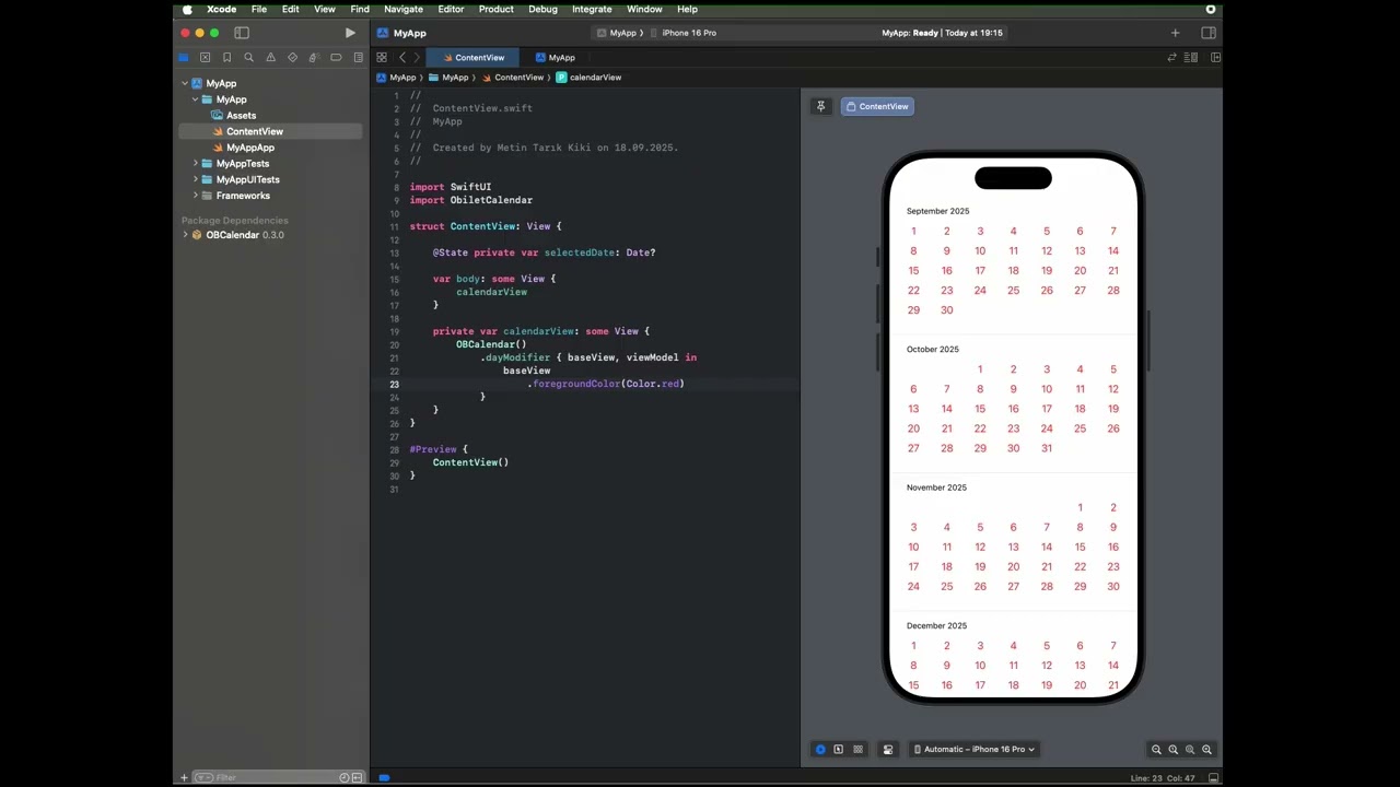 Custom Calendar Tutorial | SwiftUI