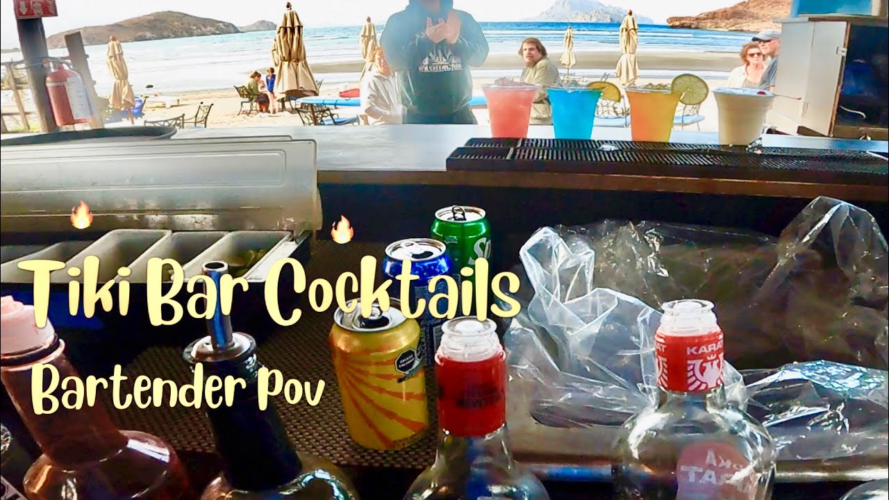 Luxury Resort Bartending pov | Tiki Bar Cocktails on the Beach