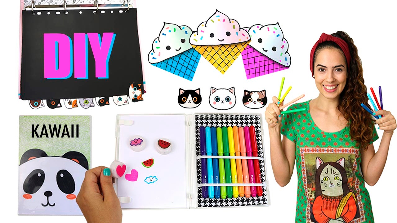 4 DIYs de MATERIAL ESCOLAR KAWAII MUITO FOFOS | Paula Stephânia