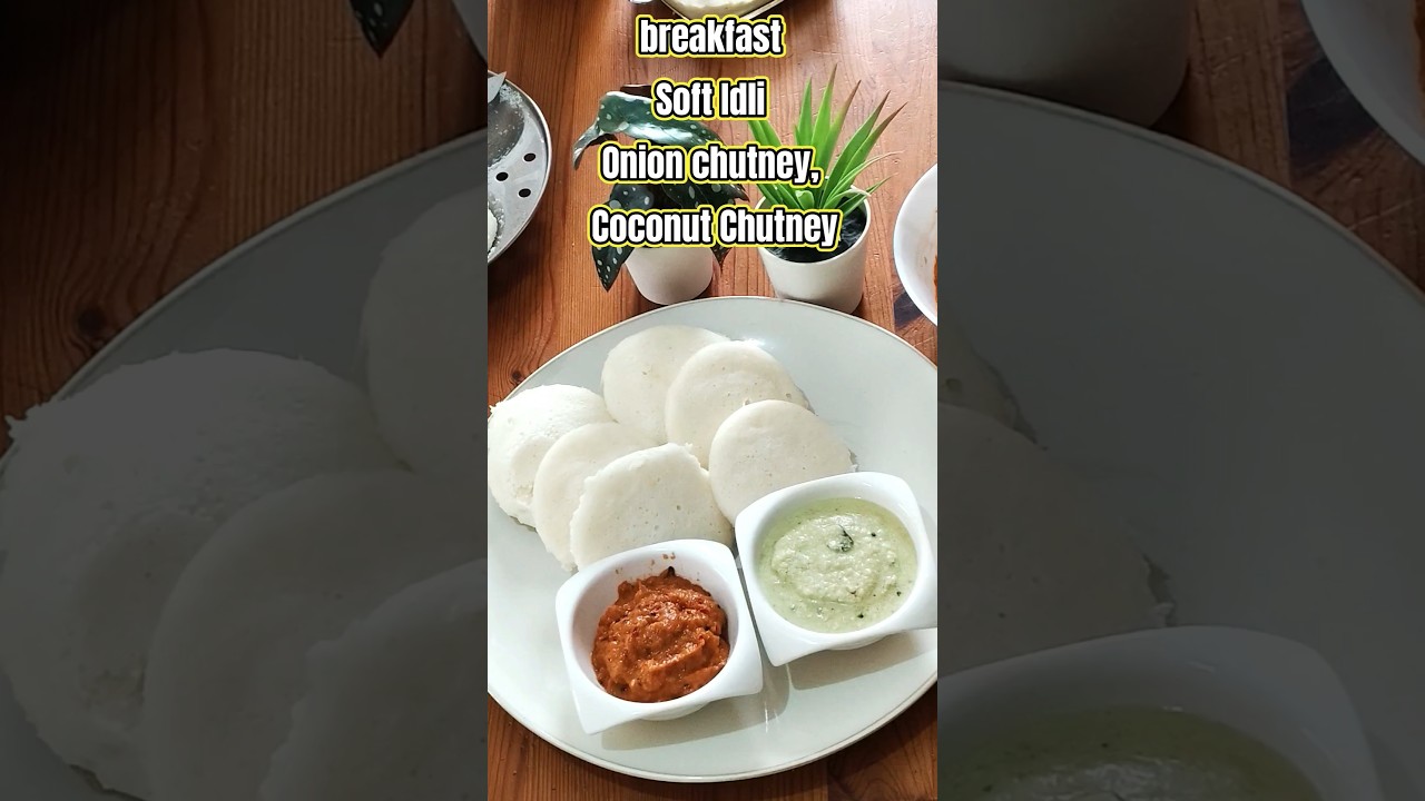 Breakfast / Soft Idly With Chutney/  ഇഡ്&zwnj;ലി ഉള്ളി ചമ്മന്തി തേങ്ങാ ചമ്മന്തി #shorts