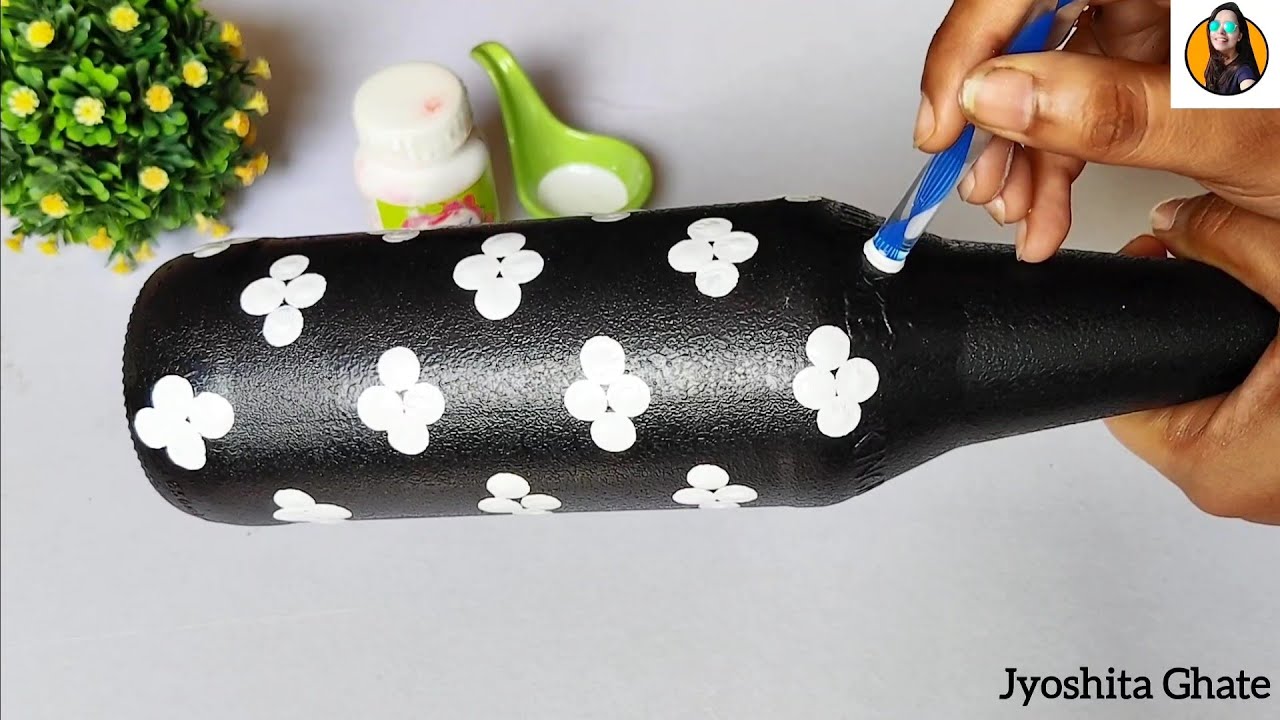 DIY| Super Easy Bottle Art For Beginners| Dot Art on Glass Bottle| Home decor Ideas| Bottle Craft|