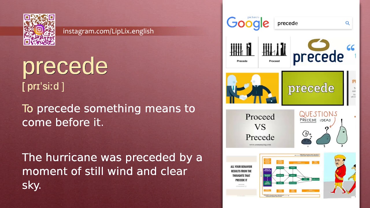 Precede : C2 level english vocabulary lesson, www.LipLix.com