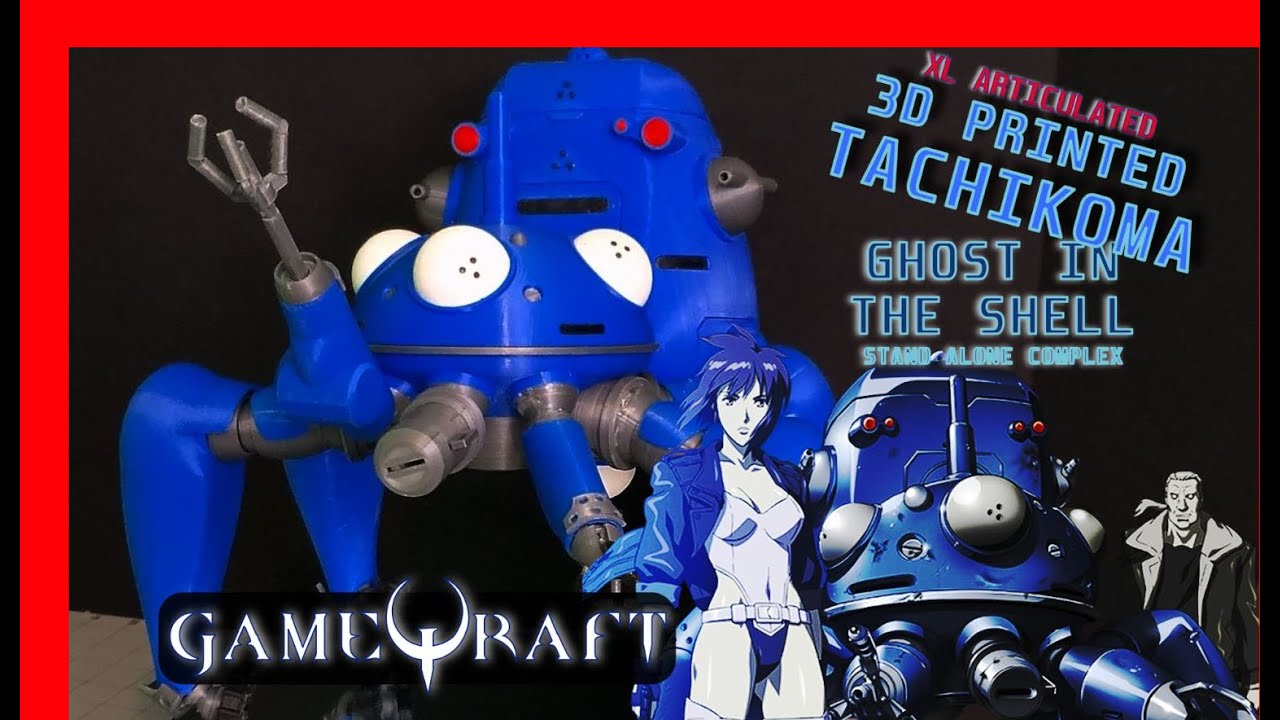 XL TACHIKOMA 🤖🕷 ARTICULATED 3D PRINT! GHOST IN THE SHELL S.A.C. FIGURE REVIEW & SHOWCASE - GAMEQRAFT