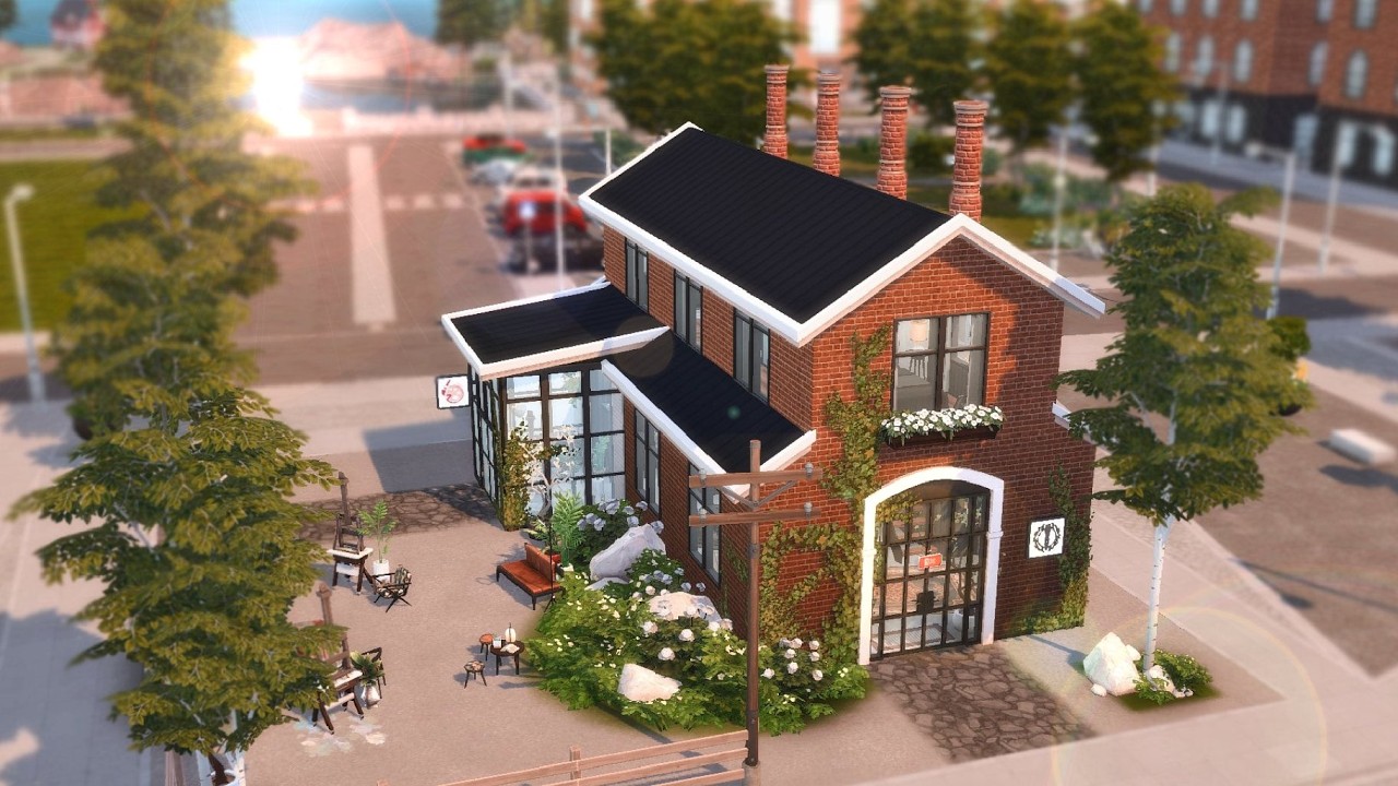 Tattoo & Art Studio in Nordhaven | (no cc) The Sims 4: Businesses & Hobbies Speed Build