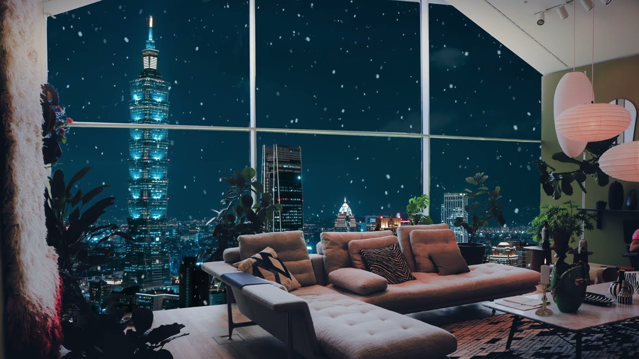 Jazz Music to Help You Relax after a Snowy Day in a Modern Apartment | 4K