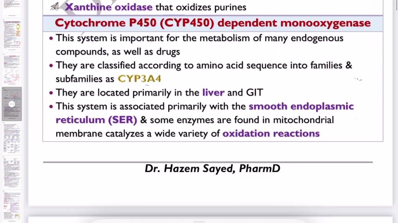 🔴 9 -Metabolism Part 3, Cytochrome P450 Enzymes, Dr.Hazem Sayed