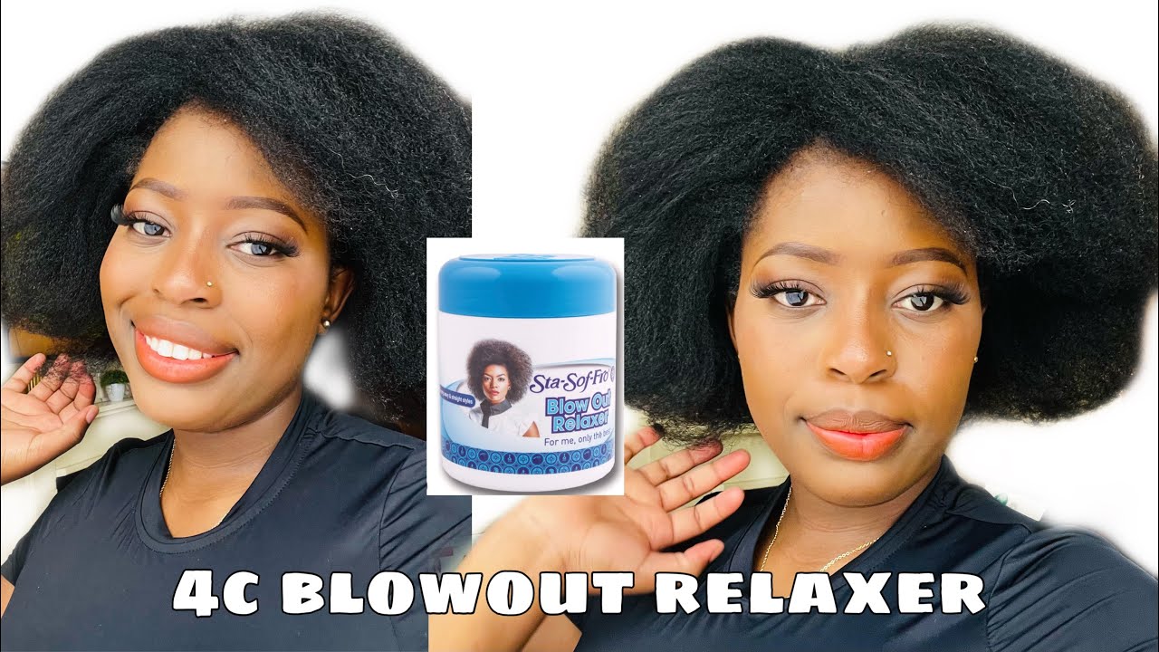 Applying blowout relaxer on my 4c natural hair using sta sof fro ||Zimbabwean YouTuber