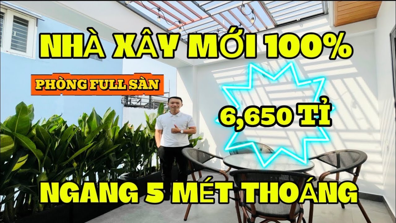 NHÀ XÂY MỚI HẺM XE HƠI THÔNG , NGANG 5 MÉT RỘNG THOÁNG CHỈ 6 TỈ HƠN