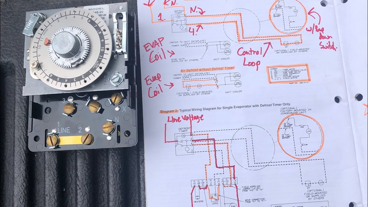 Typical wiring for defrost on a single evaporator freezer