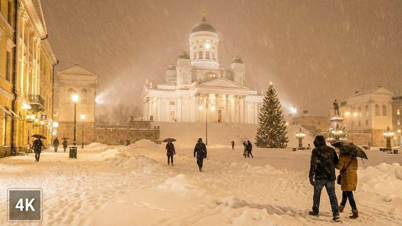Helsinki WINTER Snow Walk ❄️🇫🇮 Magical Winter Walk in Finland | 4K Nordic Slow TV